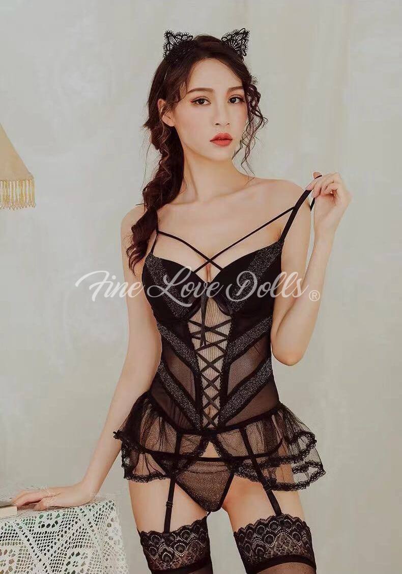 finelovedolls-sex-dolls-clothing-black-lace-lingerie-bodysuit-4 sexy outfits love dolls